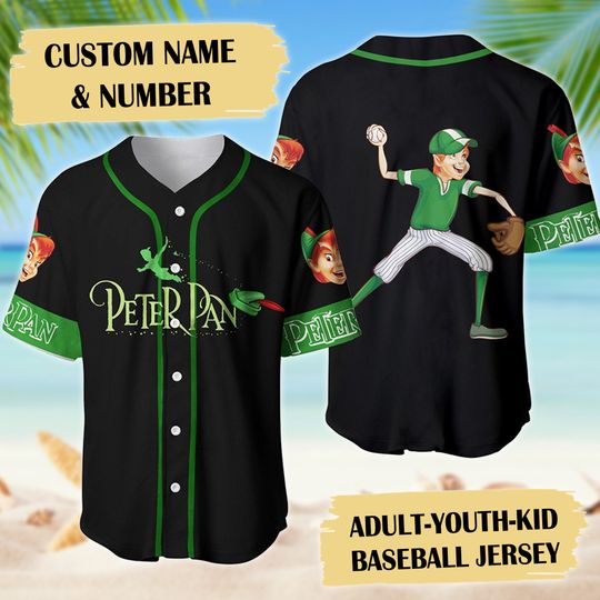 Discover Petter Pan Classic Animation Playing As Pitcher Baseball Jersey, Fairy Jersey Shirt