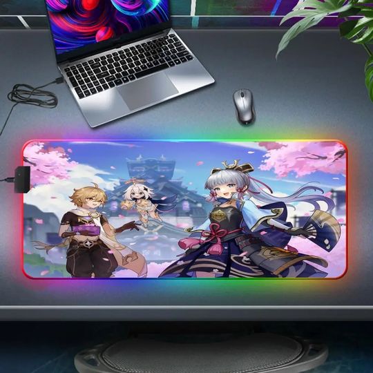 Discover Anime Antislip LED Rubber Mat Genshin Impact Gaming LED RGB mouse pads