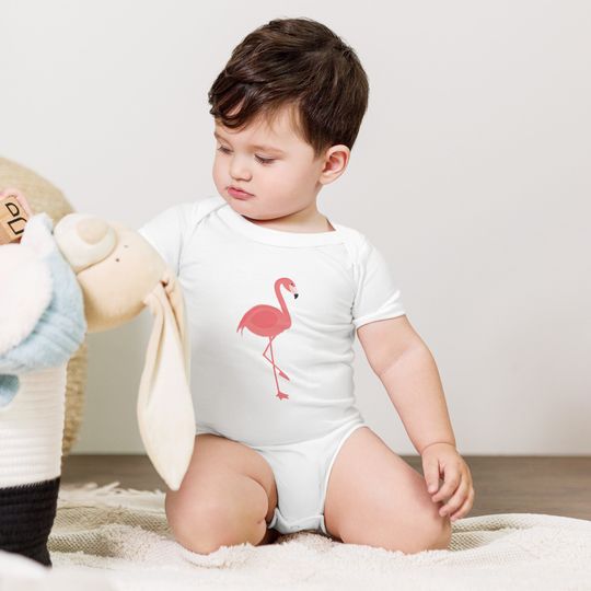 Discover Short-sleeved baby onesie with flamingo motif