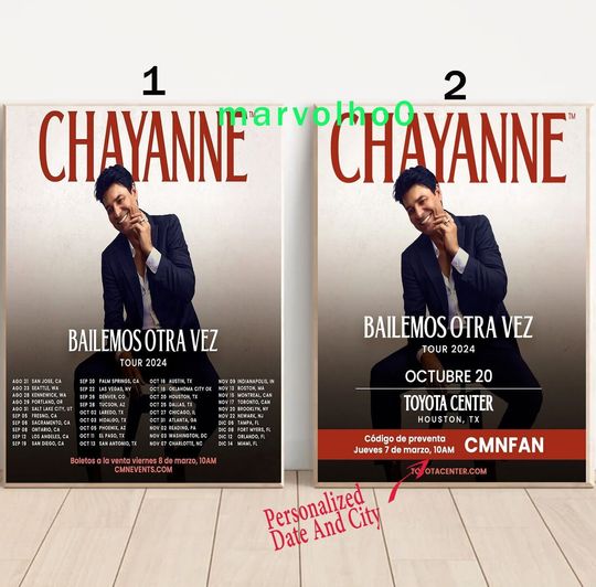 Discover Custom Chayanne "Bailemos Otra Vez" 2024 Tour Poster