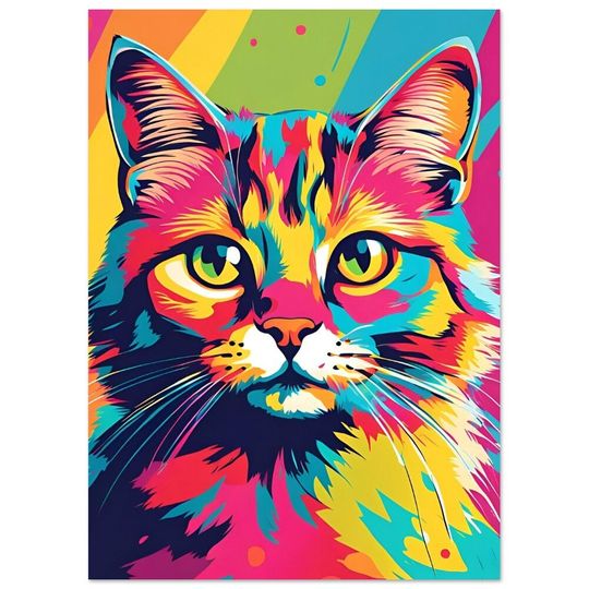 Discover Pop Art Bright And Colourful Cat Premium Matte Vertical Poster