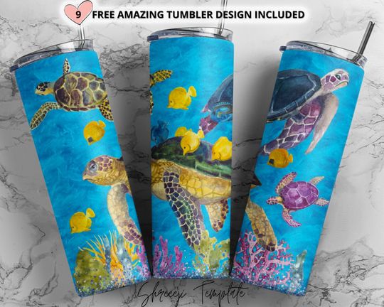 Discover Sea Turtle Ocean tumbler, Under water 20oz Skinny Tumbler