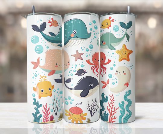 Discover Underwater shark Tumbler, Glitter turtle Skinny Tumbler, 20 oz Skinny Tumbler