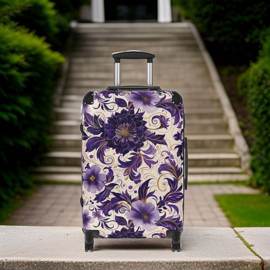 Discover Women's Floral Purple Suitcase