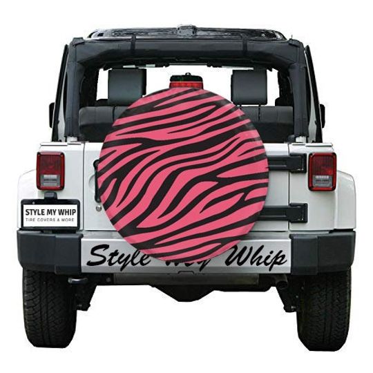 Discover Pink and black zebra sripe spare tire cover