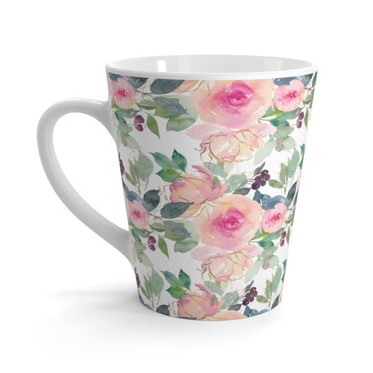 Discover Floral Latte Coffee Mug with Wildflowers and Peonies