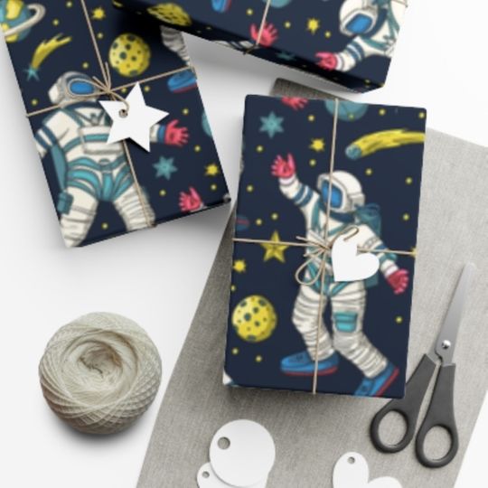 Discover Astronaut-Inspired Seamless Space Wrapping Paper