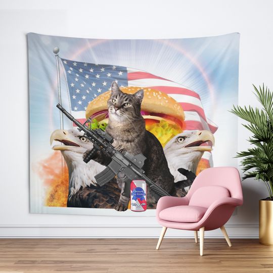Discover Patriotic Cat Wall Tapestry