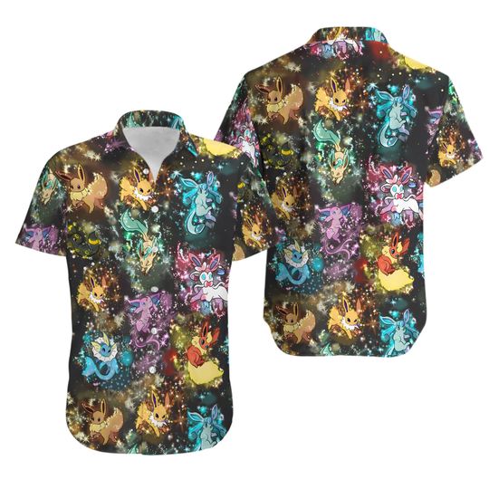 Discover Eevee Evolution in the Galaxy New 2023 PKM Pattern Hawaiian Shirt