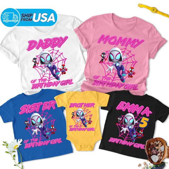 Discover Spidey Birthday Shirt, Spider Party Shirt, Superhero Birthday Girl Theme Shirt, Spidey Amazing Friends Shirt