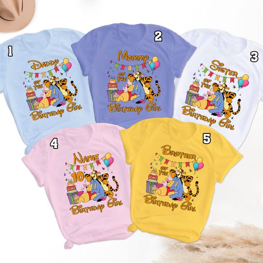 Discover Custom Bear And Friends Birthday Shirt, Animal Character Birthday Matching Shirt
