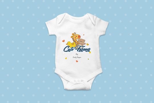 Discover Cute Forever (Blue) Cartoon Big Party Pooper Onesie