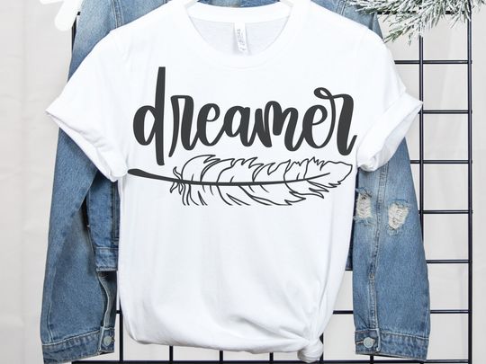 Discover Dreamer Feather Boho Inspirational T-Shirt