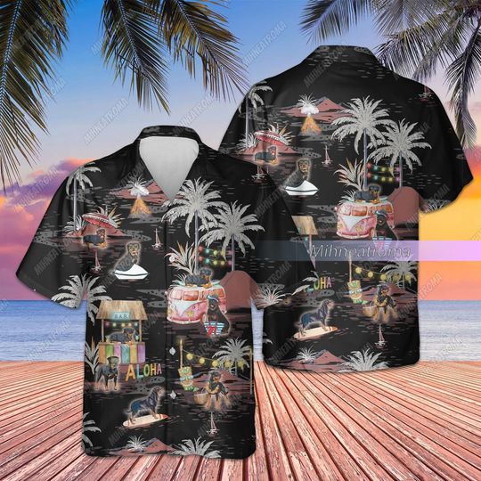 Discover Rottweiler Night On The Beach Hawaiian Shirt