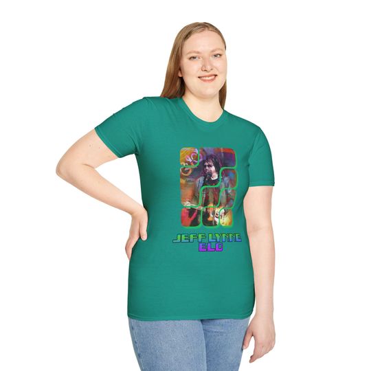 Discover Jeff Lynne's ELO modern graphics Design On Front Of Unisex Softstyle T-Shirt
