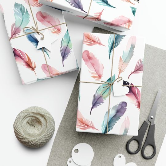 Discover Watercolor Feather Wrapping Paper