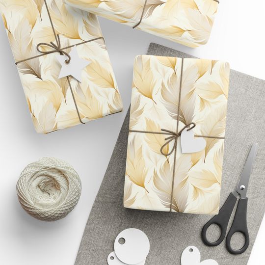Discover Beige Boho Feather Wrapping Paper