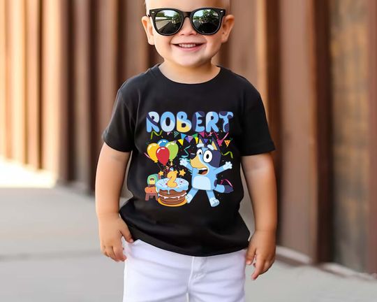 Discover Custom BlueyDad Birthday T-Shirt, BlueyDad Kid Design, Family Celebration Shirt