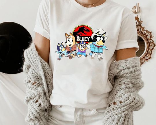 Discover BlueyDad Family Jurassic Park T-Shirt, Birthday Celebration Design