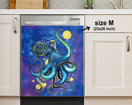 Discover Octopus Fireflies Decor Kitchen Dishwasher Cover, Dishwasher Cover