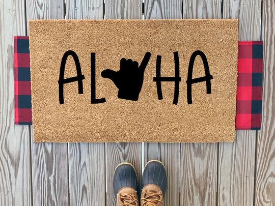 Discover Aloha with Shakka Doormat | Cute Hawaiian Front Doormat | Housewarming Gift