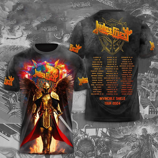 Discover Judas Priest Invincible Shield 2024 US 3D T-Shirt