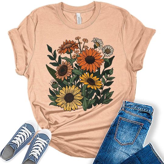 Discover Sunflower Boho Trendy Vintage Cottagecore T-Shirt