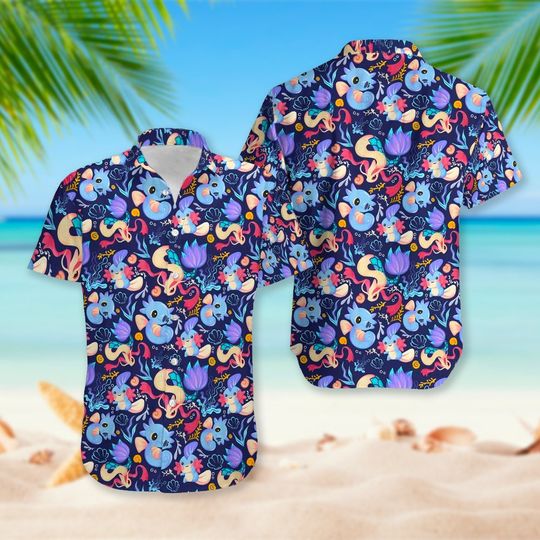 Discover Cute Seahorse Character 3D All Over Printed Hawaiian Shirt, Pocket Monster Aloha Shirt,