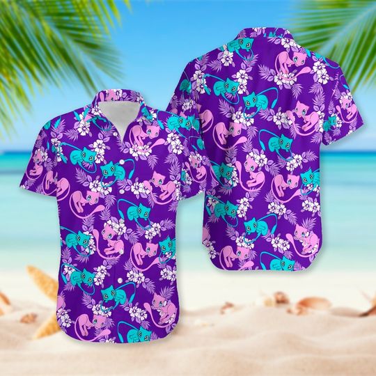 Discover Pink Aloha Monster Shirt, Pocket Monster Character 3D All Over Printed Hawaiian Shirt