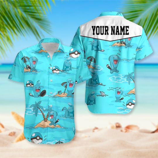 Discover Personalized Blue Doll Aloha Shirt, Pocket Monster Character 3D Hawaiian Shirt