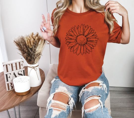 Discover Sunflower Floral Sunflower T-Shirt