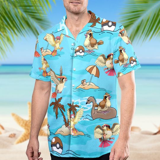 Discover Personalized Bird Aloha Shirt, Pocket Monster Character 3D All Over Printed Hawaiian Shirt
