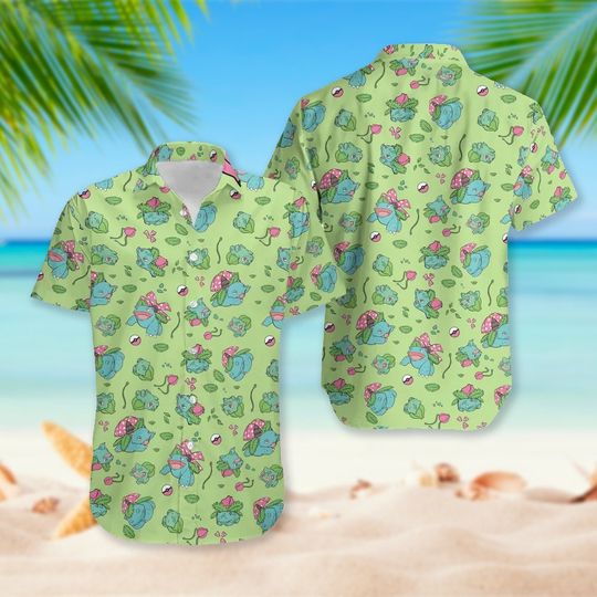 Discover Frog Leaf Monster Aloha Shirt, Pocket Monster Character 3D All Over Printed Hawaiian Shirt