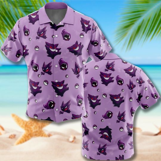 Discover Purple Ghost Monster 3D All Over Printed Hawaiian Shirt, Monster Anime Aloha Shirt