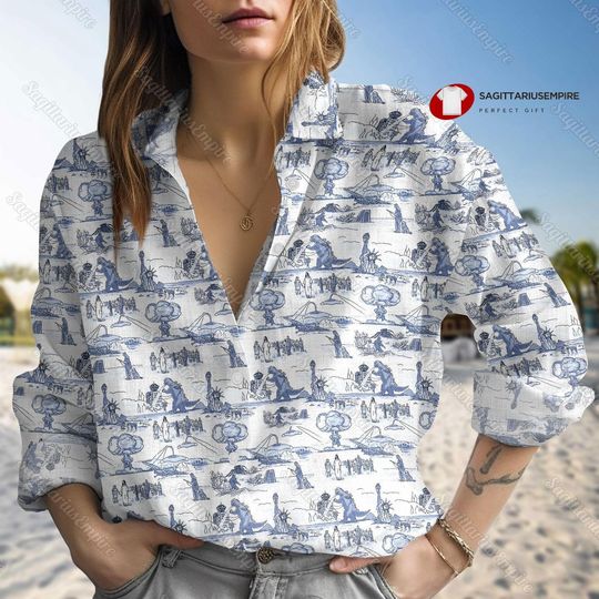 Discover Godzilla Linen Shirt for Casual Wear