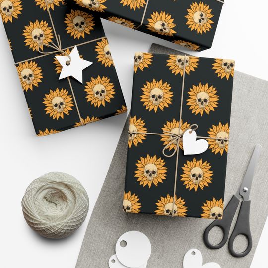 Discover Skull Sunflower Wrapping Paper