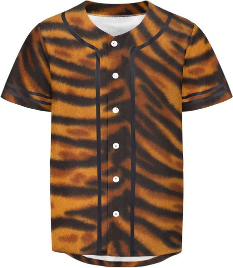Discover Tiger Stripes Men's Short Sleeve Baseball Jersey