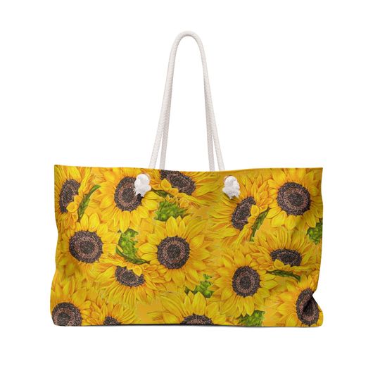 Discover Sunflower Theme Oklahoma Wildflowers Weekender Bag