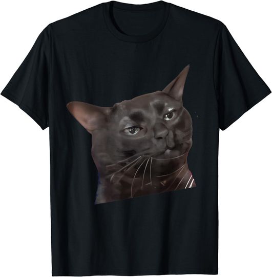 Discover Cat Black Meme Dissociated Funny Internet Gift T-Shirt