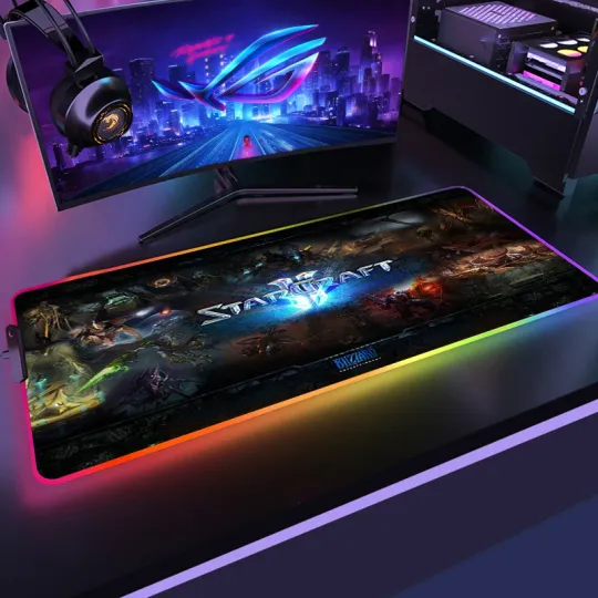 Discover StarCraft RGB Mouse Pad Gaming Accessories Computer Large Mousepad LED Gamer Mousepad