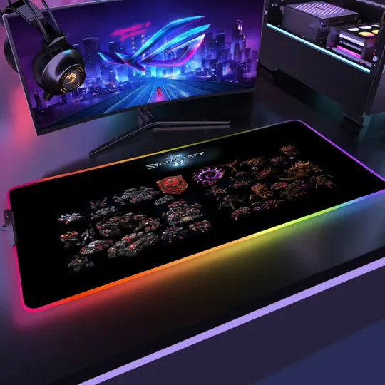 Discover StarCraft RGB Mouse Pad Gaming Accessories Computer Large Mousepad LED Gamer Mousepad