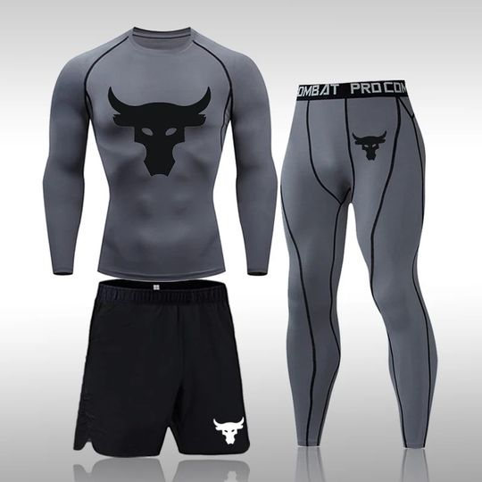 Discover Black Bull Set Men's Workout Sports Suit Gym, Men's Sportswear Suits Gym Tights Sets