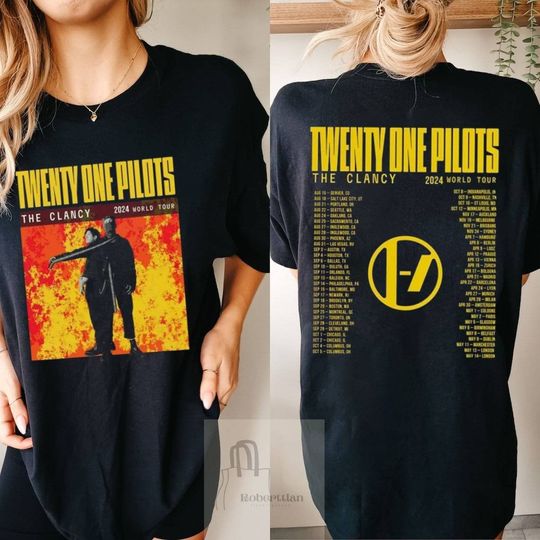 Discover Pilotss band 2024-2025 The Clancy World Tour Shirt, 21 Pilots 2024 Concert
