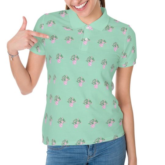 Discover Flowers in pink vase polo shirt