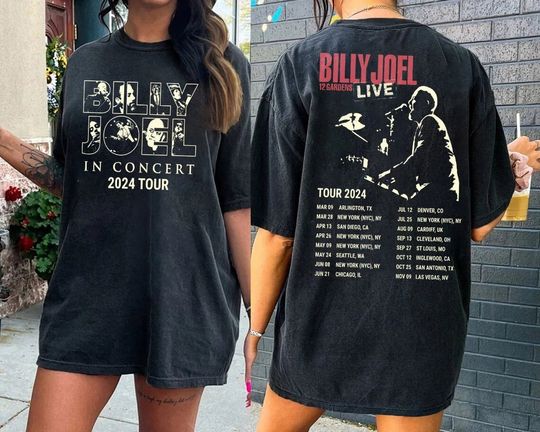 Discover Billy Joel Music Tour 2024 Font & Back Shirt