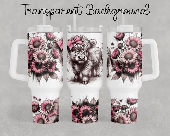 Discover Highland Cow with Sunflowers - Quencher Tumbler
