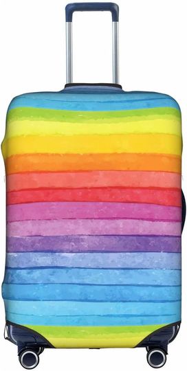 Discover Colorful Rainbow Stripe Printed Luggage Cover