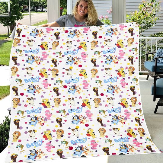 Discover BlueyDad and Friends Velveteen Plush Blanket