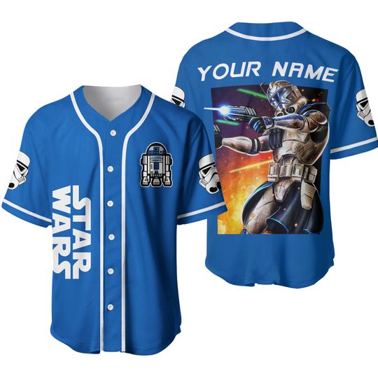 Discover Personalize Starwar Blue white Baseball Jersey