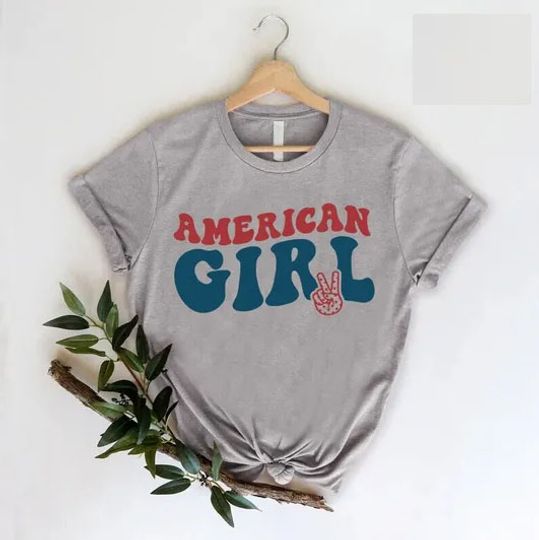 Discover American Girl Shirt, Peace Out 4th of July Gift, All American Patriotic Shirt, Fourth of July Shirt for Women, Cute Patriotic Gift for Girl